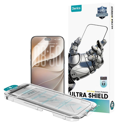Verre trempé Benks UltraShield Privacy (Fumé) pour IPhone 18 Pro