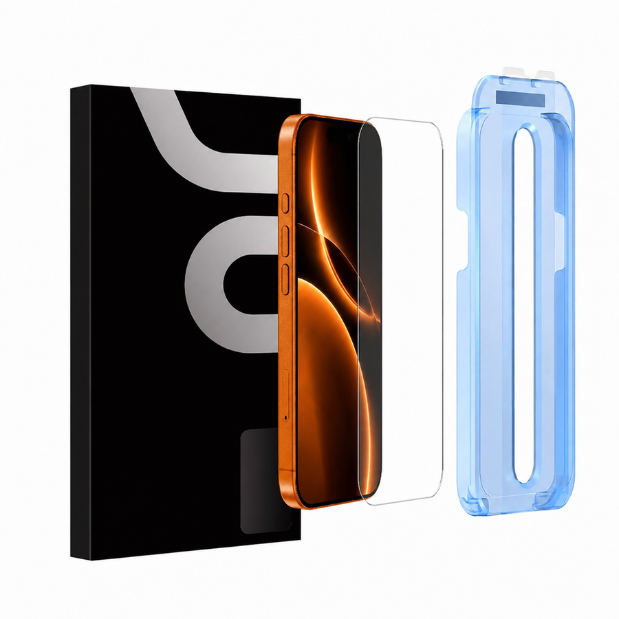 Verre trempé Sans bords noirs avec kit d'installation pour IPhone 17 pro max