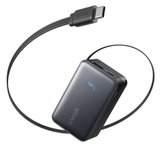 Powerbank Batterie externe Anker Nano 10.000 MAh (10K)– 45 W avec câble USB-C rétractable