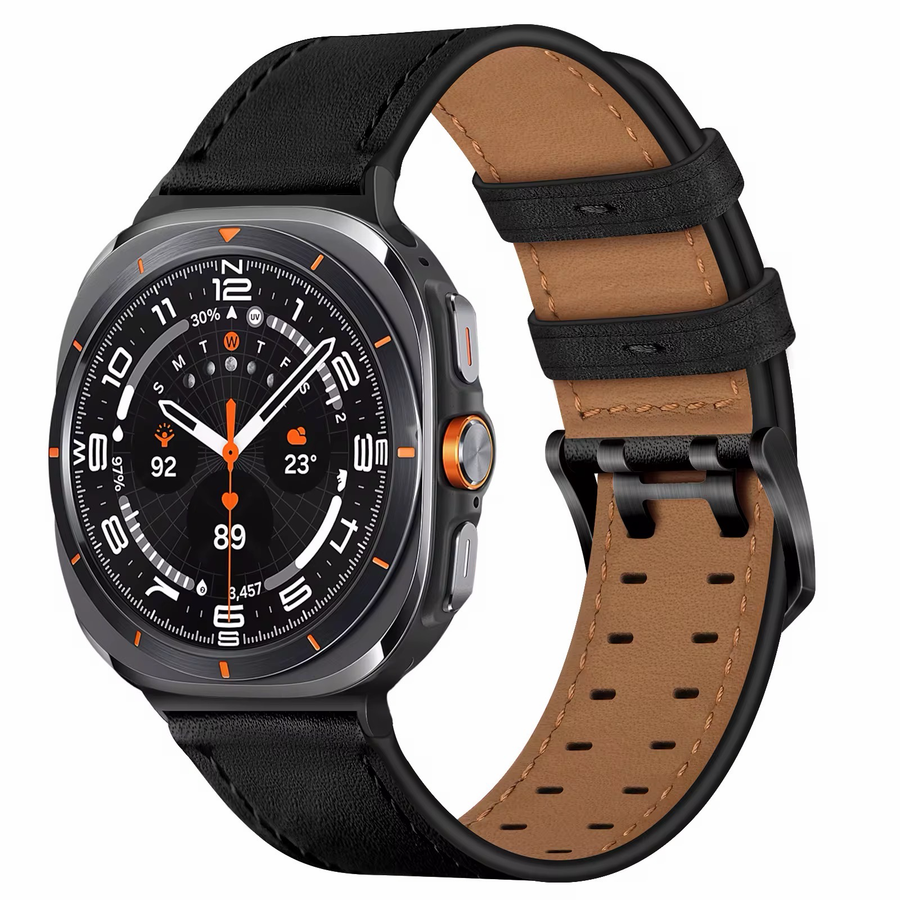 BRACELET EN CUIR EVERSTRONG POUR SAMSUNG WATCH ULTRA-NOIR