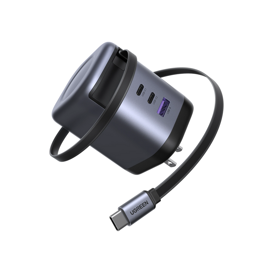 UGREEN Nexode 100W Charger with Retractable USB-C Cable ( ADAPTATEUR PRISE EU OFFERT