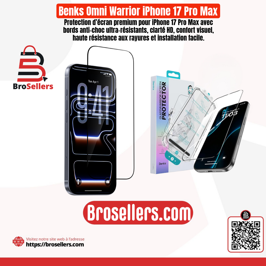 Benks OMNIWARRIOR verre trempé pour IPhone 17 pro max