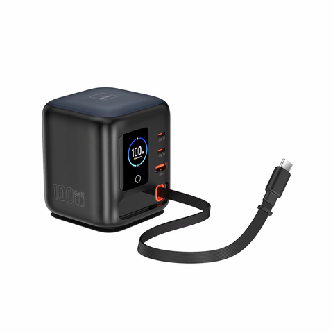 WIWU CHARGEUR 100W avec Câble rétractable- 3 ports