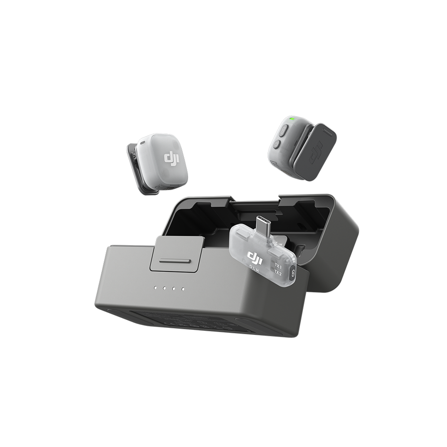 DJI Mic Mini 2 (2 émetteurs + 1 récepteur mobile + boîtier de charge), microphone cravate sans fil, portée de 300m, vlog, streaming