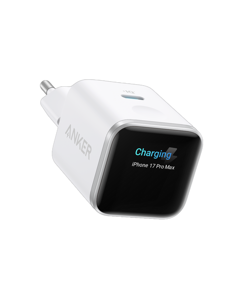 Anker Nano Chargeur (45W, Smart Display, 180° Foldable)-Blanc
