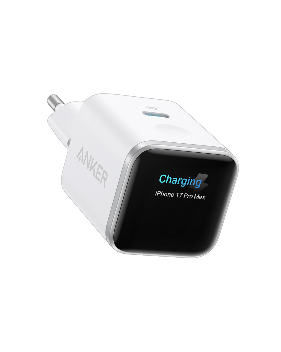 Anker Nano Chargeur (45W, Smart Display, 180° Foldable)-Blanc